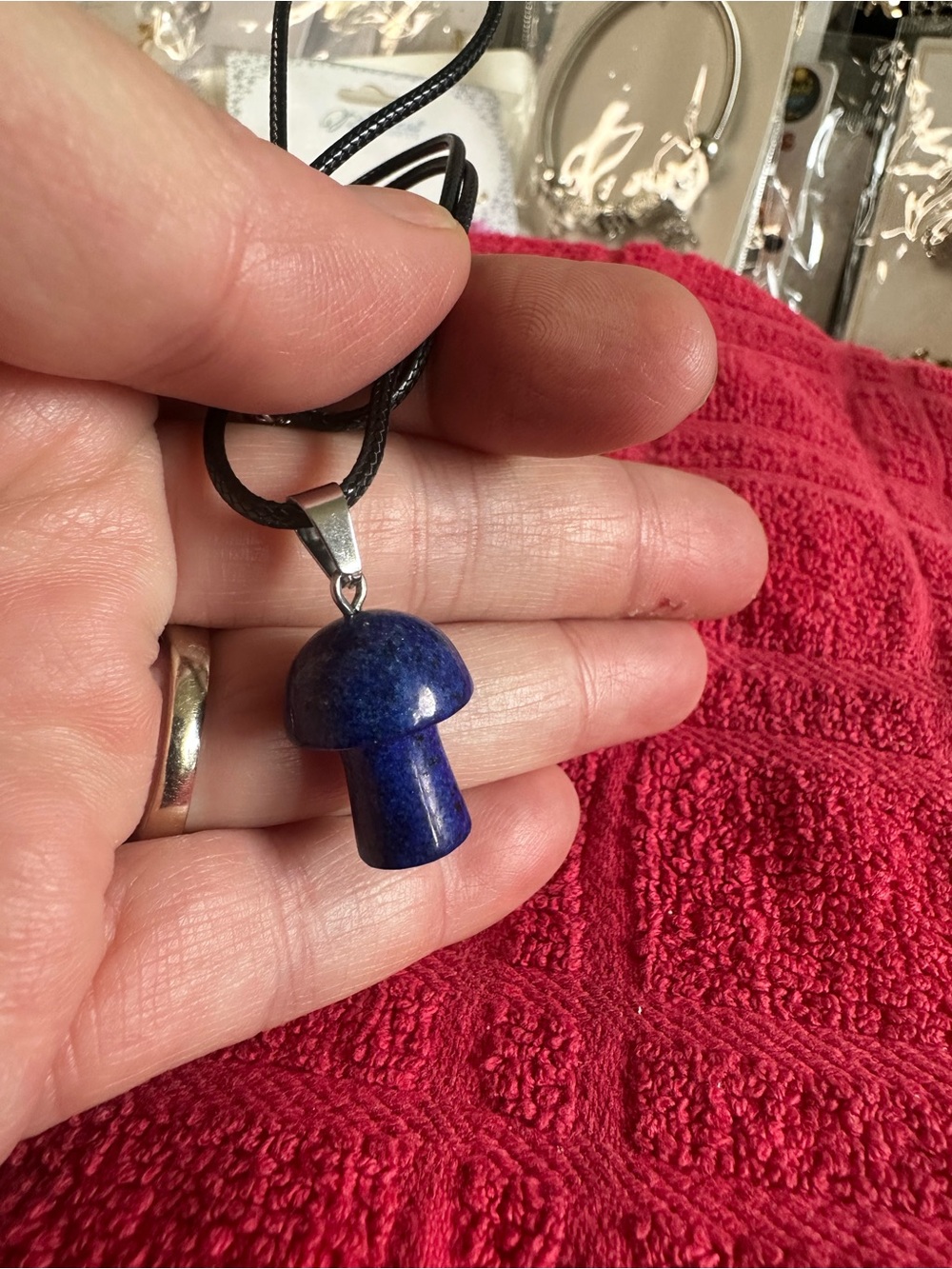 Men's Blue Lapis Mushroom Pendant Necklace - Unbranded